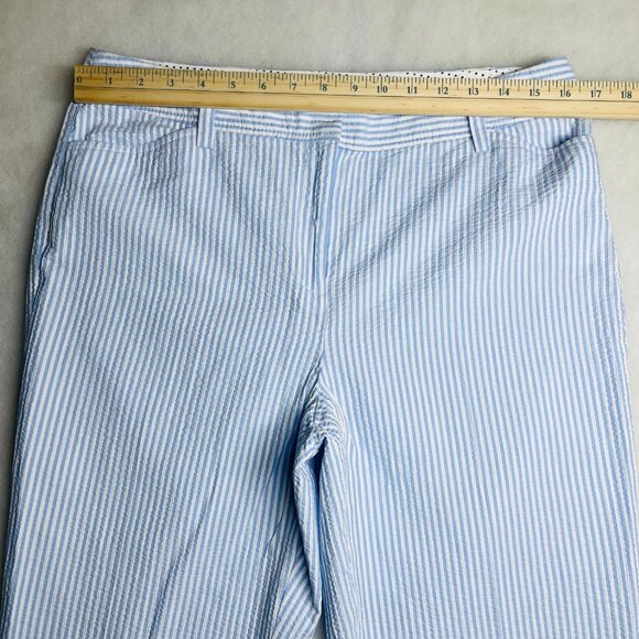 Talbots Womens Blue Striped Seersucker Stretch Perfect Crop Pants Size 10 - Picture 5 of 9